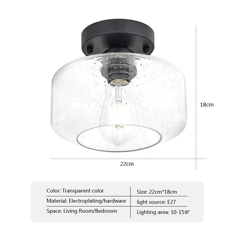 Nodic Simple verre plafonnier - Lustre clair en verre transparent pour chambre, salon, salle à manger ou couloir | Marco Lucetti CL135D / Avec ampoule