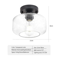 Nodic Simple verre plafonnier - Lustre clair en verre transparent pour chambre, salon, salle à manger ou couloir | Marco Lucetti CL135D / Avec ampoule