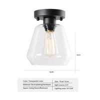 Nodic Simple verre plafonnier - Lustre clair en verre transparent pour chambre, salon, salle à manger ou couloir | Marco Lucetti CL135F / Avec ampoule