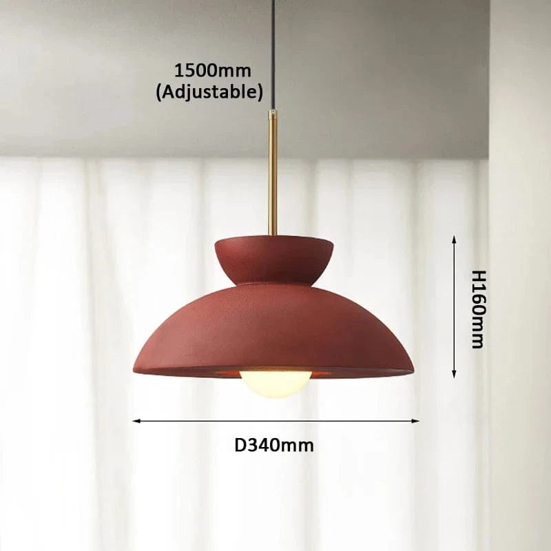 Nordic Bowl-Shaped Cream Style Modern Suspension LED Chandelier for Wabi Sabi Restaurant Decor | Marco Lucetti Diamant Rouge / D340xH160mm / Douille E27 | Aucune ampoule incluse