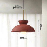 Nordic Bowl-Shaped Cream Style Modern Suspension LED Chandelier for Wabi Sabi Restaurant Decor | Marco Lucetti Diamant Rouge / D340xH160mm / Douille E27 | Aucune ampoule incluse