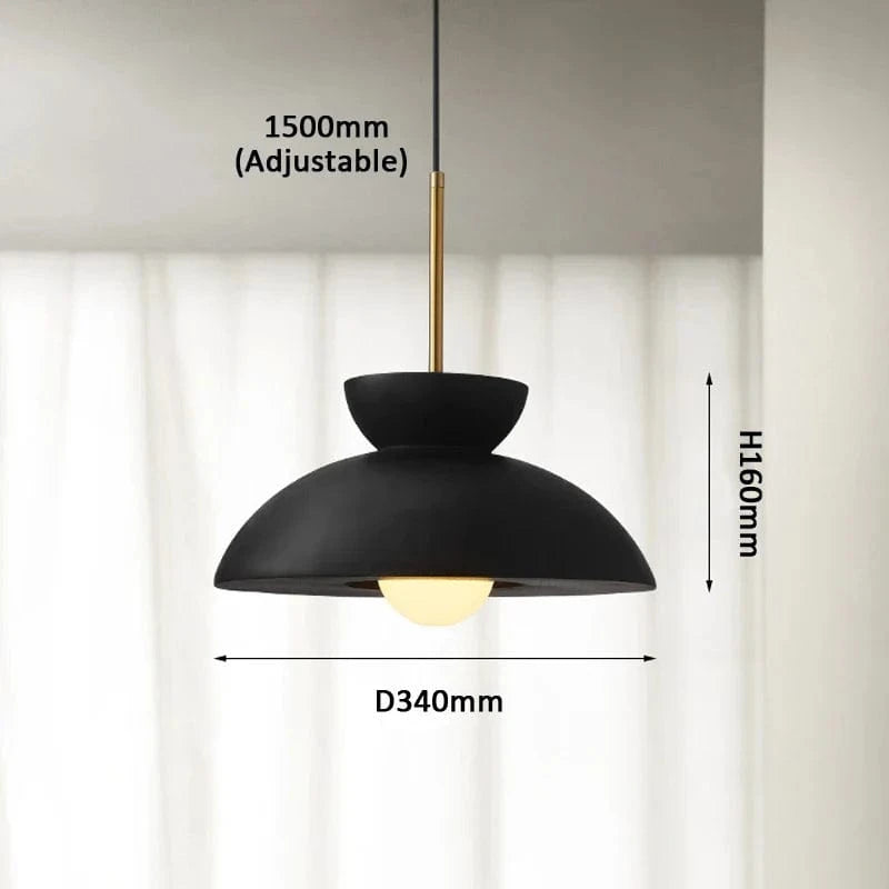 Nordic Bowl-Shaped Cream Style Modern Suspension LED Chandelier for Wabi Sabi Restaurant Decor | Marco Lucetti Noir / D340xH160mm / Douille E27 | Aucune ampoule incluse