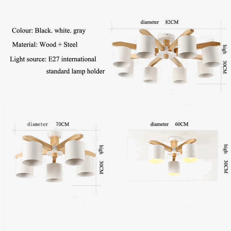 Nordic Hotel™ - Lustre de plafond  en bois massif pour un éclairage moderne de restaurant, chambre et salon | Marco Lucetti