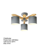 Nordic Hotel™ - Lustre de plafond  en bois massif pour un éclairage moderne de restaurant, chambre et salon | Marco Lucetti Gris 3 lumières / CHINE