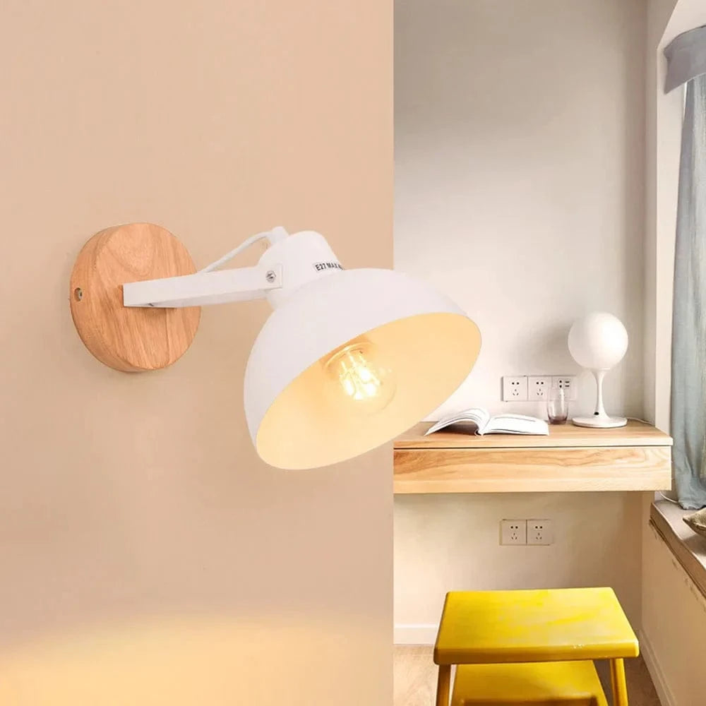 Nordic Industrial Wall Light: Retro Wooden Wall Lamp with E27 LED for Interior Bedroom Bathroom Balcony Bar Aisle Lighting | Marco Lucetti