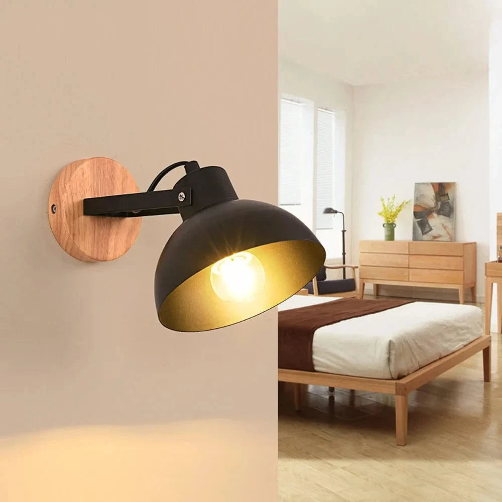 Nordic Industrial Wall Light: Retro Wooden Wall Lamp with E27 LED for Interior Bedroom Bathroom Balcony Bar Aisle Lighting | Marco Lucetti
