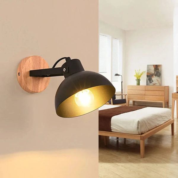 Nordic Industrial Wall Light: Retro Wooden Wall Lamp with E27 LED for Interior Bedroom Bathroom Balcony Bar Aisle Lighting | Marco Lucetti