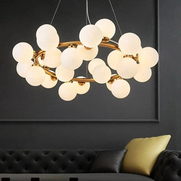 Nordic LED Lustre Boule de Verre Or Noir - Suspension Luminaire Nordique - Restaurant Cuisine Salon - Décoration Maison - Luminaires LED | Marco Lucetti