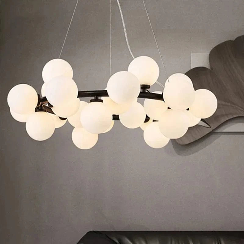 Nordic LED Lustre Boule de Verre Or Noir - Suspension Luminaire Nordique - Restaurant Cuisine Salon - Décoration Maison - Luminaires LED | Marco Lucetti