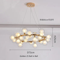 Nordic LED Lustre Boule de Verre Or Noir - Suspension Luminaire Nordique - Restaurant Cuisine Salon - Décoration Maison - Luminaires LED | Marco Lucetti Doré 25 tête 1 / Lumière neutre