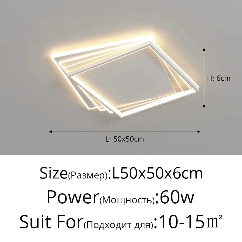 Nordic Lights: Plafond Moderne LED Décorations pour la Maison | Marco Lucetti Carré blanc / Gradation infinie