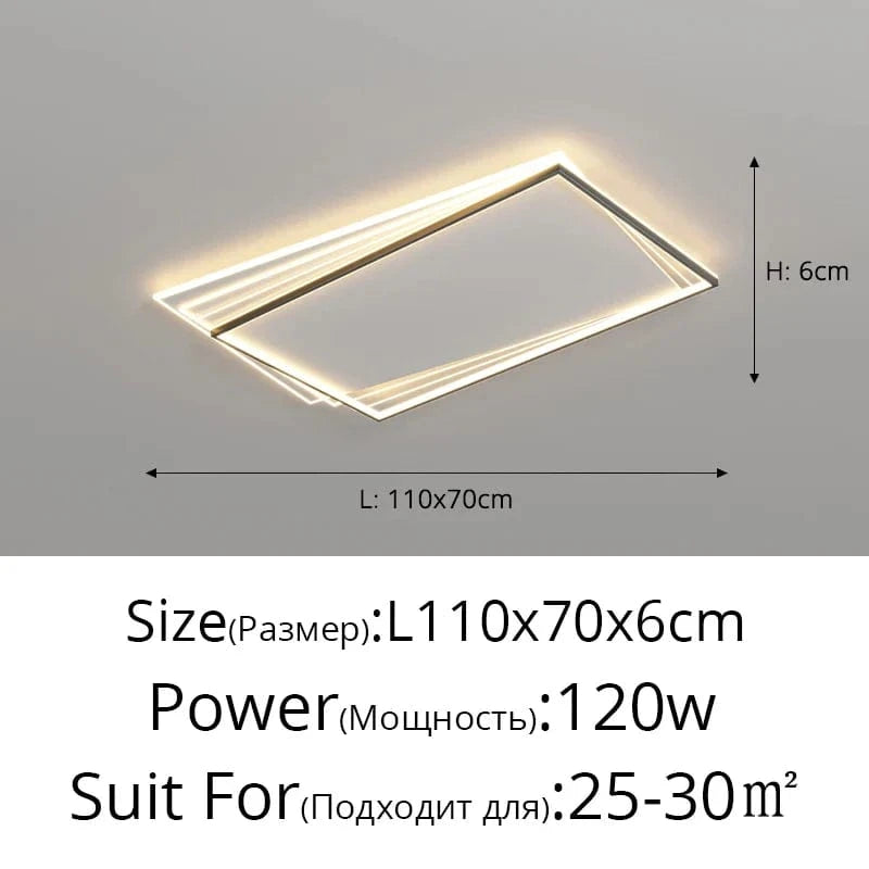 Nordic Lights: Plafond Moderne LED Décorations pour la Maison | Marco Lucetti Rectangle noir / Gradation infinie