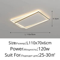 Nordic Lights: Plafond Moderne LED Décorations pour la Maison | Marco Lucetti Rectangle noir / Gradation infinie
