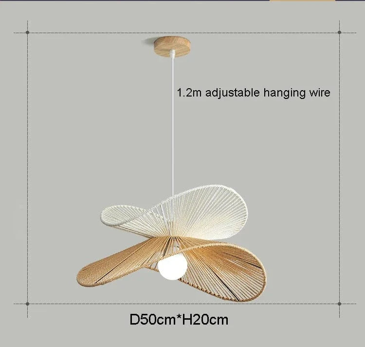 Nordic Wabi Sabi - Suspension LED Lumière pour Salon et Chambre en Rotin - Lustre Loft Luminaire | Marco Lucetti Double couche 50 / Lumière blanche
