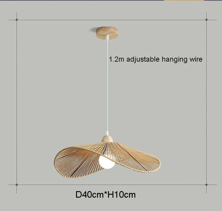 Nordic Wabi Sabi - Suspension LED Lumière pour Salon et Chambre en Rotin - Lustre Loft Luminaire | Marco Lucetti Monocouche 40 / Lumière blanche