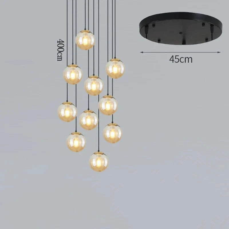 NordicLight - Suspension lumineuse pour salle à manger et salon | Marco Lucetti 10 verres ambrés / Blanc chaud