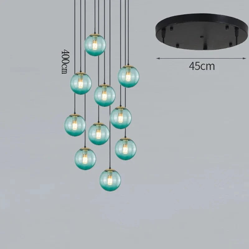 NordicLight - Suspension lumineuse pour salle à manger et salon | Marco Lucetti 10 verres bleus / Blanc chaud