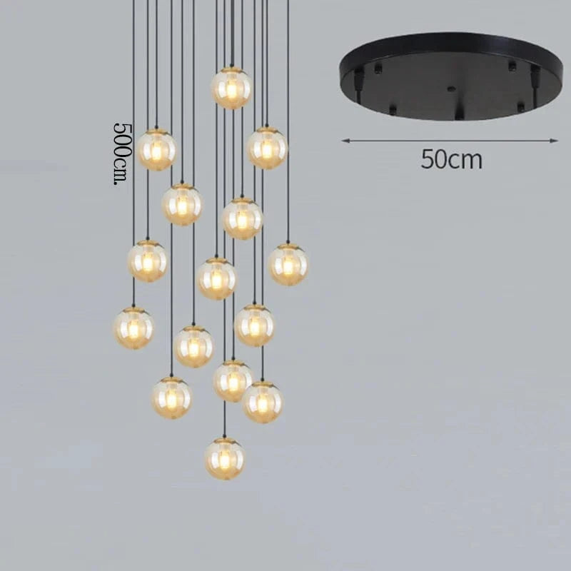 NordicLight - Suspension lumineuse pour salle à manger et salon | Marco Lucetti 15 verres ambrés / Blanc chaud