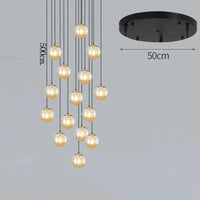 NordicLight - Suspension lumineuse pour salle à manger et salon | Marco Lucetti 15 verres ambrés / Blanc chaud