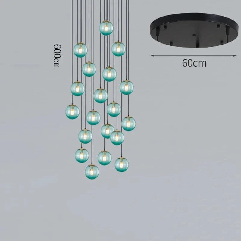 NordicLight - Suspension lumineuse pour salle à manger et salon | Marco Lucetti 20 verres bleus / Blanc chaud