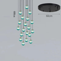 NordicLight - Suspension lumineuse pour salle à manger et salon | Marco Lucetti 20 verres bleus / Blanc chaud