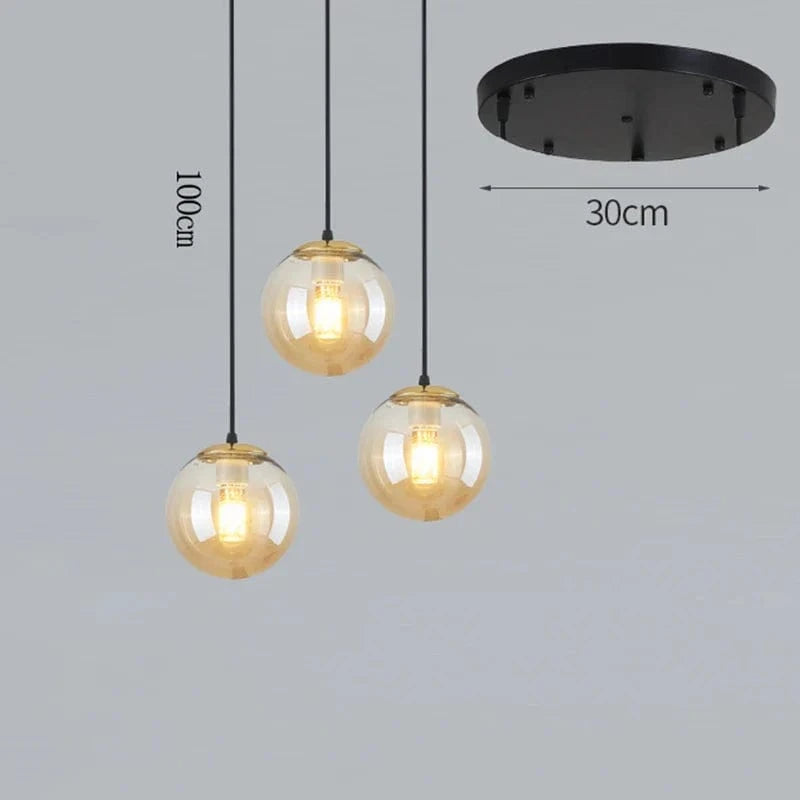 NordicLight - Suspension lumineuse pour salle à manger et salon | Marco Lucetti 3 verres ambrés / Blanc chaud