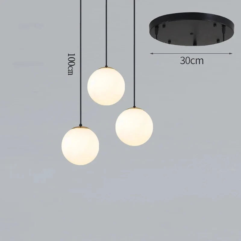 NordicLight - Suspension lumineuse pour salle à manger et salon | Marco Lucetti 3 verres blancs / APP avec RC à intensité variable
