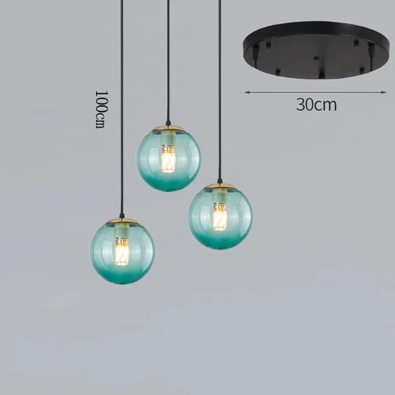 NordicLight - Suspension lumineuse pour salle à manger et salon | Marco Lucetti 3 verres bleus / Blanc chaud