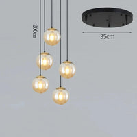 NordicLight - Suspension lumineuse pour salle à manger et salon | Marco Lucetti 5 verres ambrés / Blanc chaud