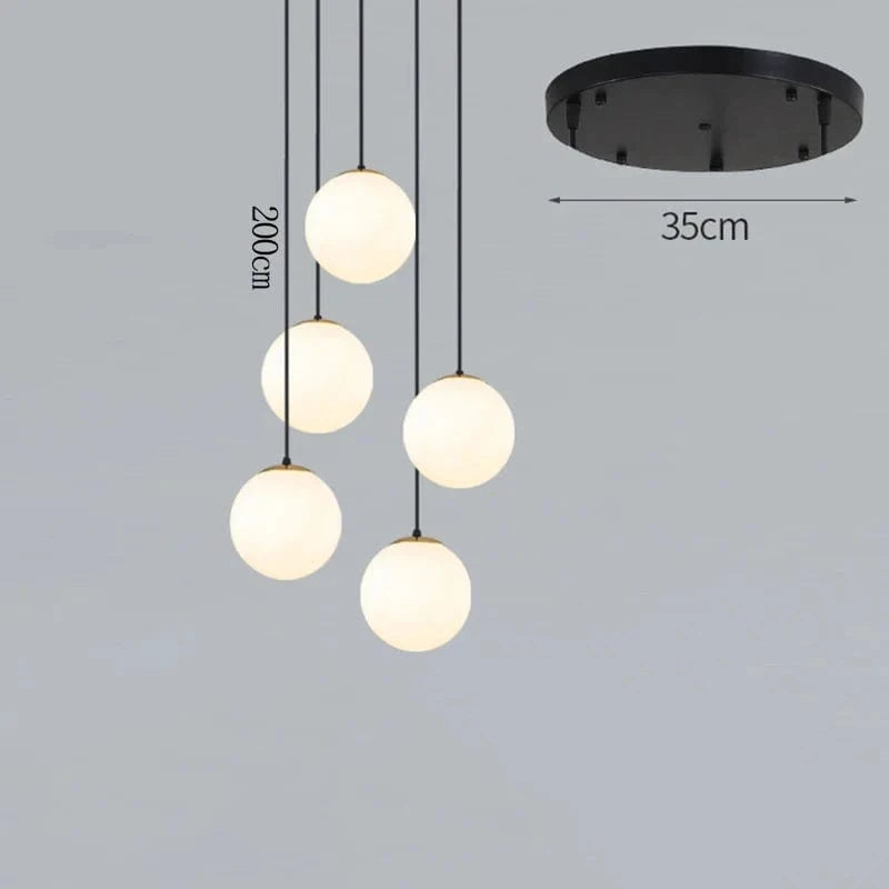 NordicLight - Suspension lumineuse pour salle à manger et salon | Marco Lucetti 5 verres blancs / Blanc chaud