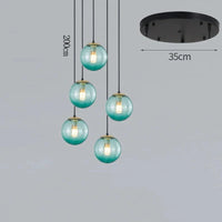 NordicLight - Suspension lumineuse pour salle à manger et salon | Marco Lucetti 5 verres bleus / Blanc chaud