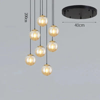 NordicLight - Suspension lumineuse pour salle à manger et salon | Marco Lucetti 7 verres ambrés / Blanc chaud