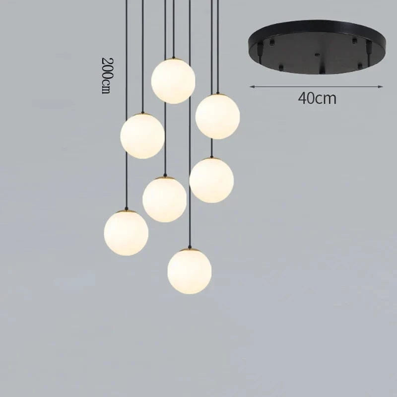 NordicLight - Suspension lumineuse pour salle à manger et salon | Marco Lucetti 7 verres blancs / Blanc chaud