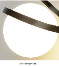 Nordique Déco: Suspension LED Spirale pour Haut Plafond - Noir/Blanc/Or + Verre