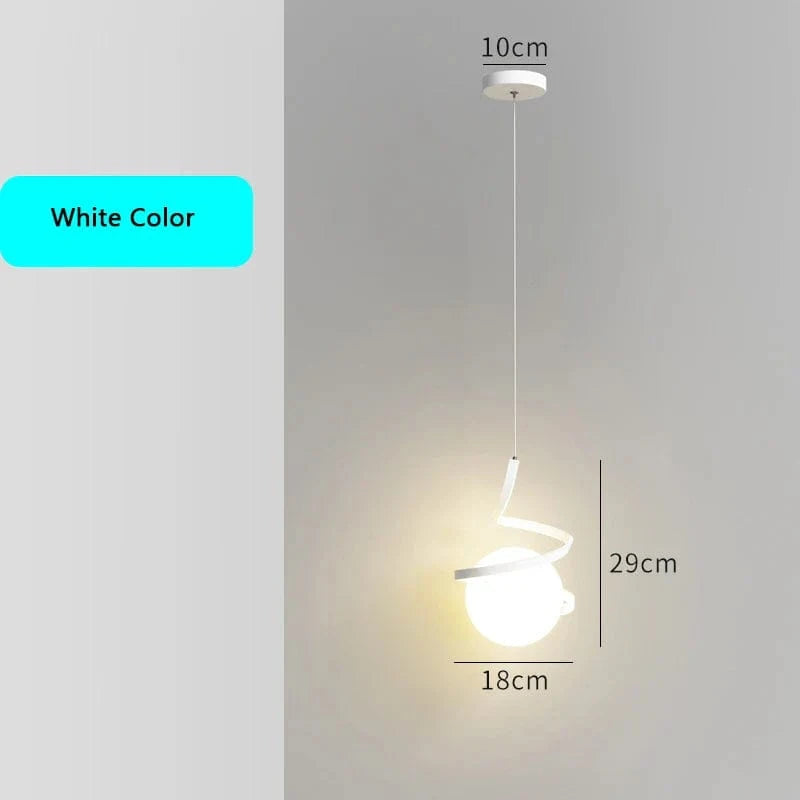 Nordique Déco: Suspension LED Spirale pour Haut Plafond - Noir/Blanc/Or + Verre | Marco Lucetti Lampe à suspension blanche / Lumière chaude