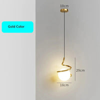 Nordique Déco: Suspension LED Spirale pour Haut Plafond - Noir/Blanc/Or + Verre | Marco Lucetti Lampe à suspension dorée / Lumière chaude