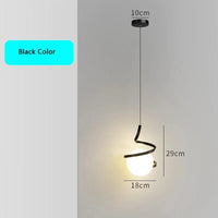Nordique Déco: Suspension LED Spirale pour Haut Plafond - Noir/Blanc/Or + Verre | Marco Lucetti Lampe à suspension noire / Lumière chaude