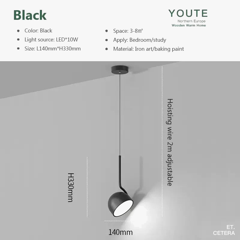 Suspension Luminaire LED Nordique Minimaliste Noire et Blanche