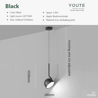 Suspension Luminaire LED Nordique Minimaliste Noire et Blanche