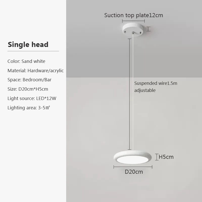 Lustre LED Nordique Vert 1-3 Tête Disque Suspension - Luminaire Design pour Salon, Chambre, Cuisine - Décor Maison