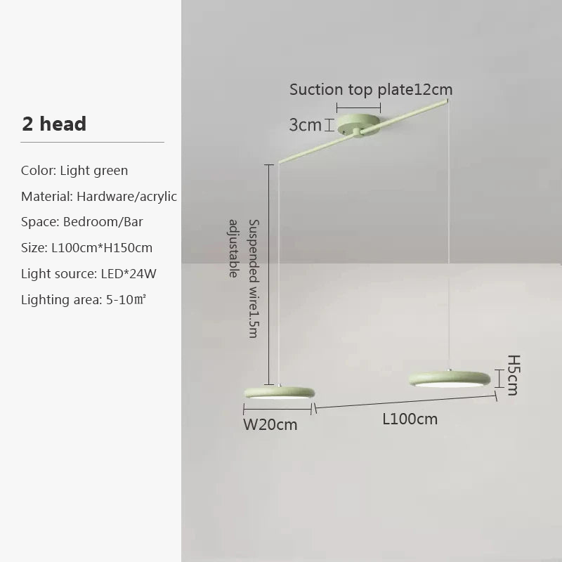 Lustre LED Nordique Vert 1-3 Tête Disque Suspension - Luminaire Design pour Salon, Chambre, Cuisine - Décor Maison