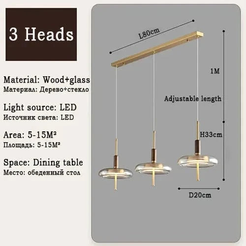 Nordique Loft : Suspension LED en verre pour une décoration moderne de la maison | Marco Lucetti 3 tête