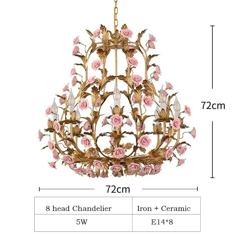 Nordique Lumière De Luxe E14 LED Lustre Rose Cuivre En Céramique - Collection Prestige | Marco Lucetti 8 têtes