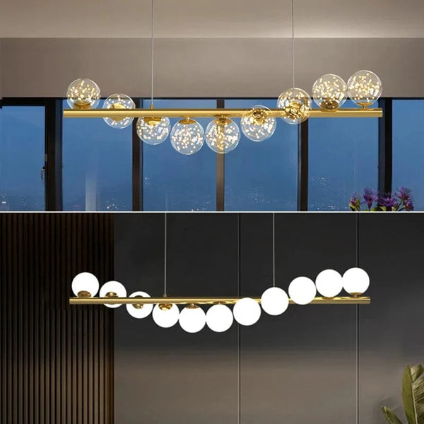Nordique minimaliste boule de verre lustre Restaurant cuisine G9 lumière LED maison plafond décoration or lustre suspendu en lampe | Marco Lucetti