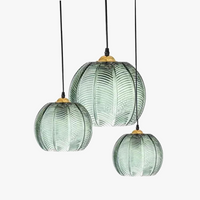 Suspension LED Nordique Moderne en Verre Rayé pour Salle à Manger, Cuisine ou Chambre