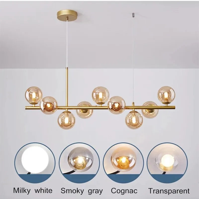 NORLA Nordique Moderne Suspension LED Or Lumière Boule de Verre - Luminaire Design