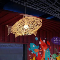 Nordique moderne : Suspension lumières créatives Poisson Art en bambou avec LED pour décorer le salon, la cuisine ou le restaurant | Marco Lucetti