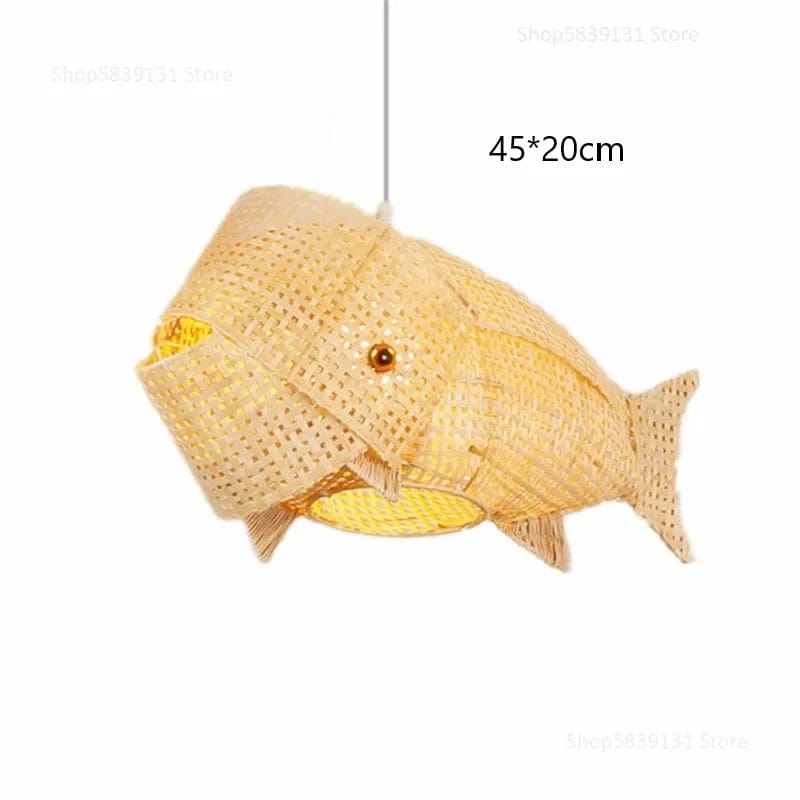Nordique moderne : Suspension lumières créatives Poisson Art en bambou avec LED pour décorer le salon, la cuisine ou le restaurant | Marco Lucetti