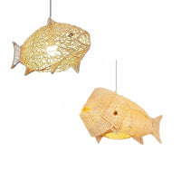 Nordique moderne : Suspension lumières créatives Poisson Art en bambou avec LED pour décorer le salon, la cuisine ou le restaurant | Marco Lucetti