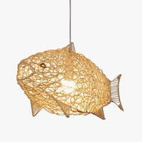 Nordique moderne : Suspension lumières créatives Poisson Art en bambou avec LED pour décorer le salon, la cuisine ou le restaurant | Marco Lucetti